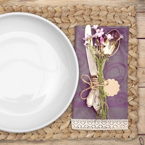 Relaxdays Place Mat Set, 4x Coaster, Decorative Table Protector, Rectangular, W x D: 42 x 30 cm, Water Hyacinth, Natural - Image 2