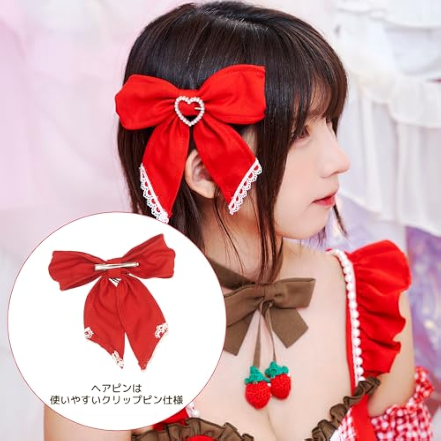 クリアストーン(Clearstone) メタモルチェ えなこコラボ コスプレ ハロウィン ストロベリーメイド レディース レッド 詳細画像5