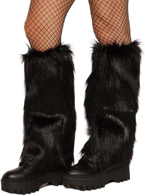 Black Leg Warmers Womens Fuzzy Leg Warmers Soft Fluffy Long Leg Warmer Dance Hosiery Long Boots Cover Shoes