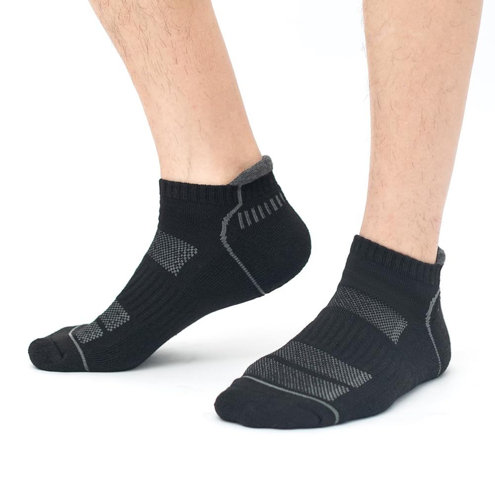 JOYNÉE 10 pares de calcetines de tobillo para hombre, calcetines atléticos para correr con pestaña de corte bajo para hombre