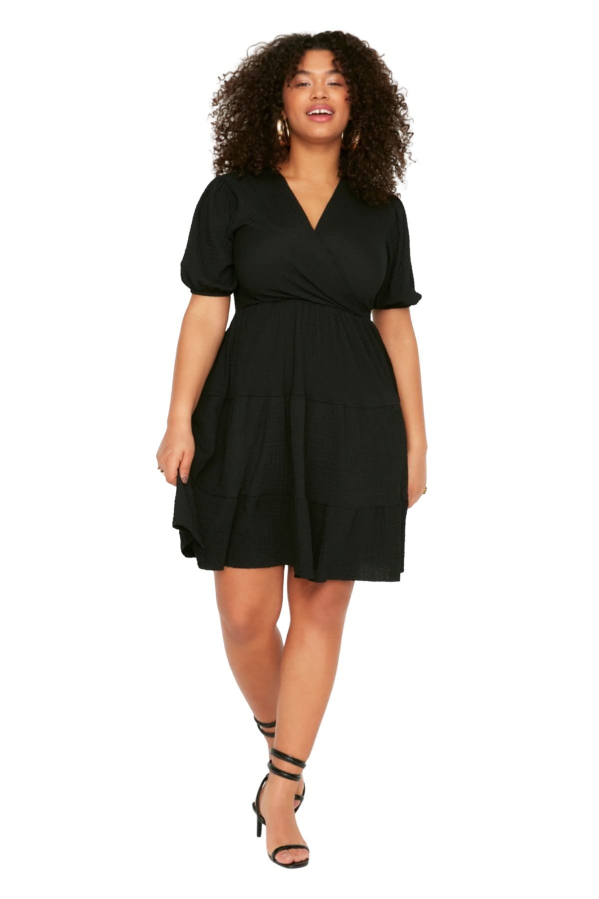 Trendyol Mini Vestido Envolvente Regular de Talla Grande Mujer