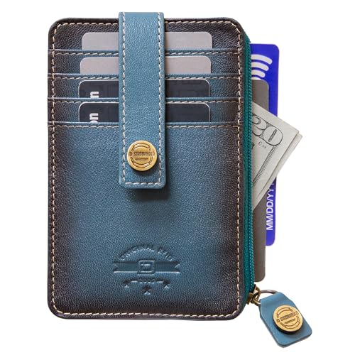 ID Stronghold RFID Mega Mini Wallet Slim Wallet Genuine Leather with Zipper (Blue)2