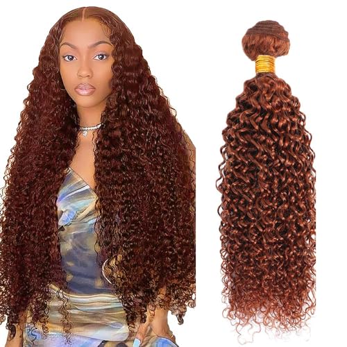 Auburn Curly Bundles Human Hair 32 Inch Copper Red Color #33 Reddish Brown Single Bundle Human Hair Kinkycurly Weave 100g Per 1 Bundle Virgin Hair Extensions for Black Woman