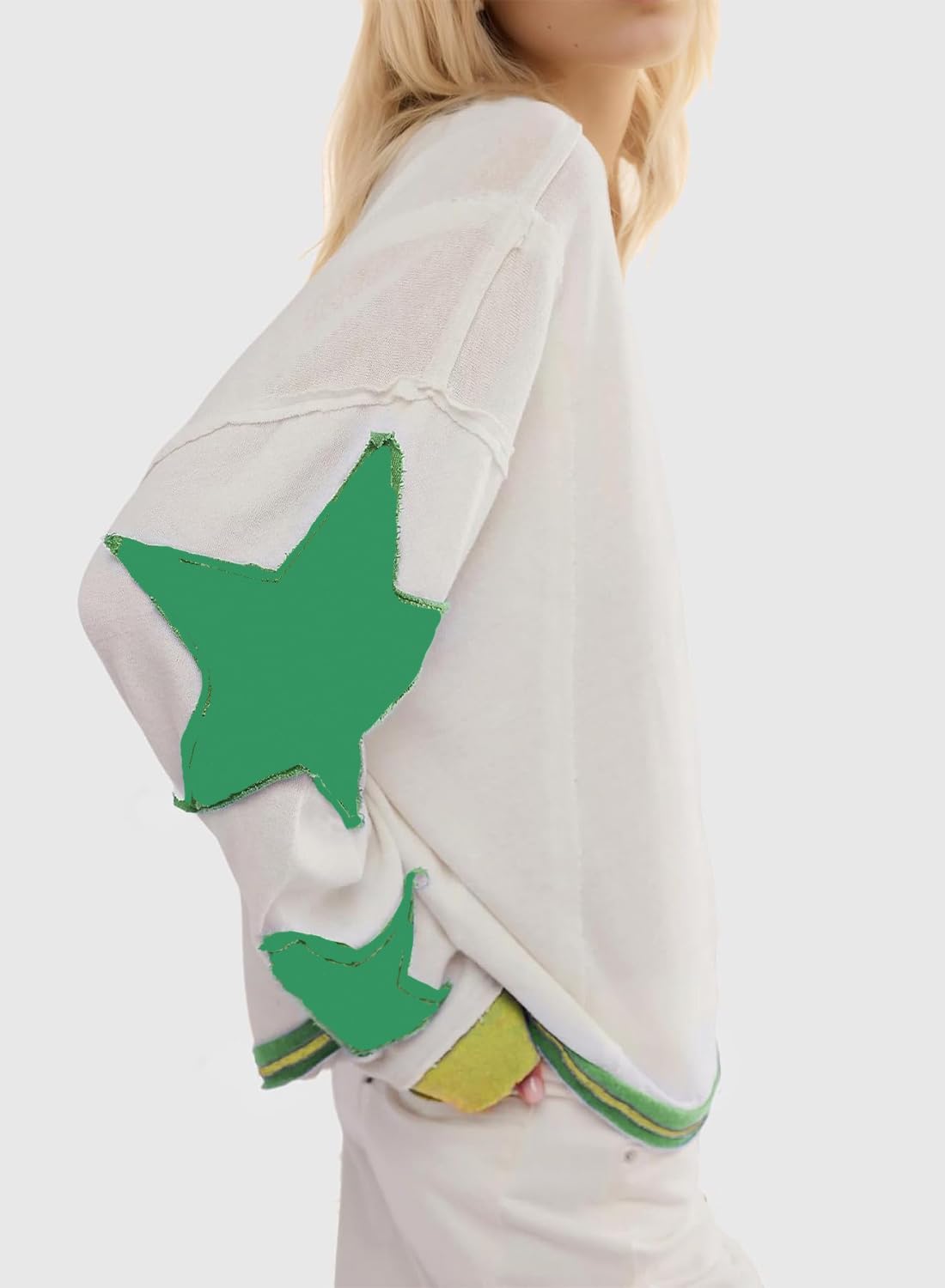 Women's Oversized Sweatshirt Long Sleeve Y2k Star Shirt Drop Shoulder Vintage Graphic Crewneck Top - Image 2