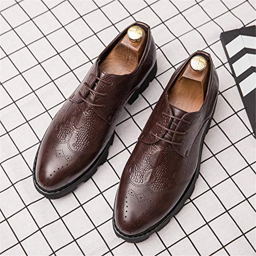 Men's Formal Wedding Brogue Oxfords for Men Lace-up Dress Loafer Shoes Crocodile Emboss Synthetic Leather Rubber Sole Block Heel2