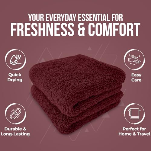 Image of DAN RIVER 24 Pack Wash Cloths for Showering [12x12] - 100% Cotton Washcloths Premium Quality Flannel Face Cloths for Bathroom, Highly Absorbent and Soft Feel Wash Clothes, Pomegranate