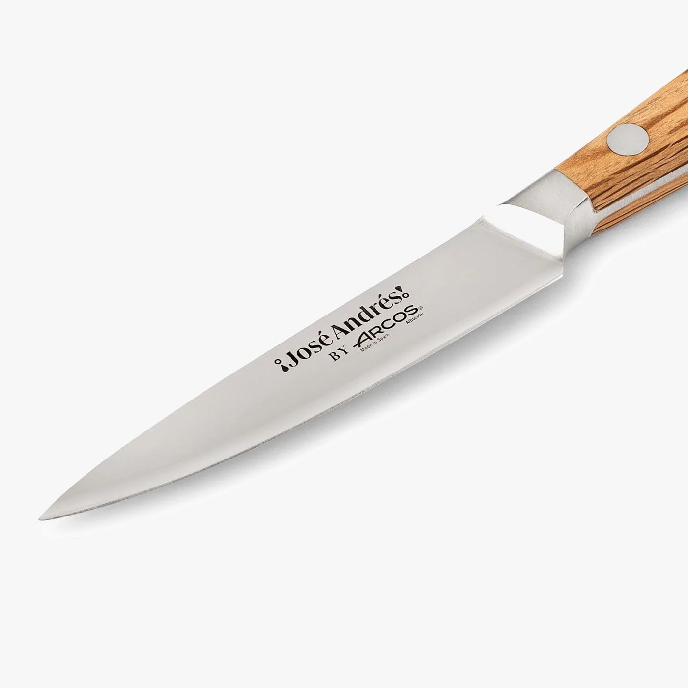 Arcos by Chef José Andrés | Schälmesser 10 cm geschmiedet für Obst und Gemüse | Klinge aus Nitrum-Edelstahl mit Seidenrand Plus | Griff aus heller Eiche