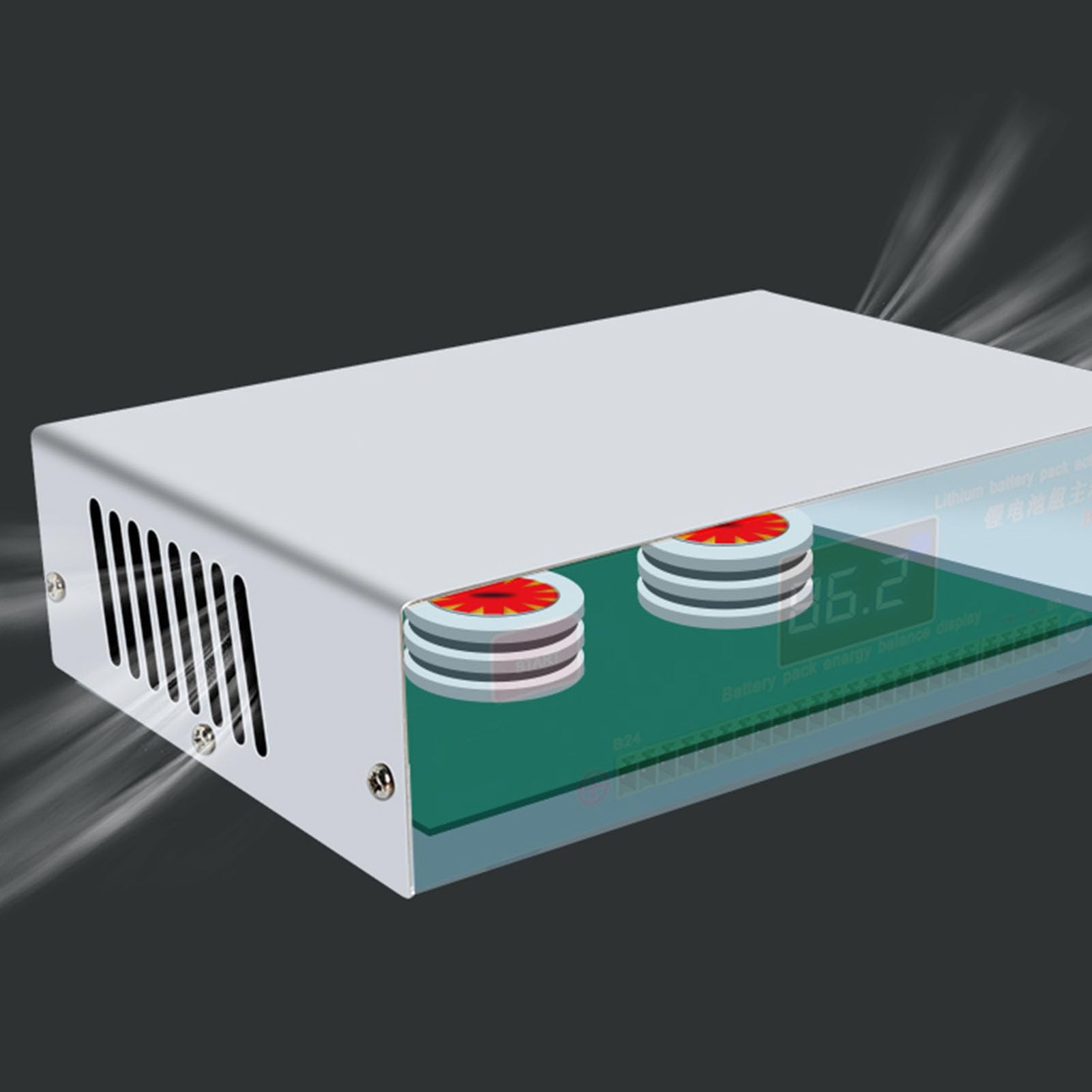 FTVOGUE Equalizzatore Attivo del Pacco Batteria Al Litio, Design Amorfo, di Bilanciamento Automatico, Display LED per Trasferimento di Energia in Applicazioni da 4-24 Stringhe