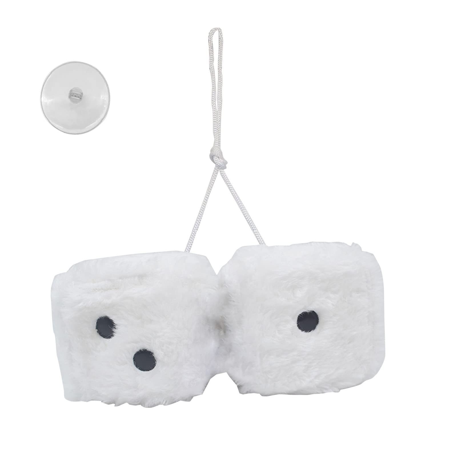 Hanging Dice 3-inch Retro Square Hanging Couple Fuzzy Plush Dice with Dots for Car Interior Ornament Decorations Plush for Car