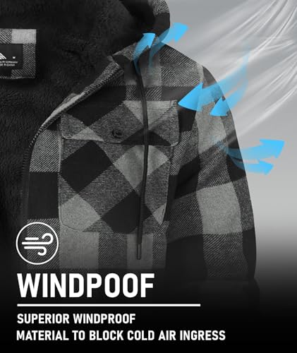 Image of GEEK LIGHTING Men's Flannel Shirts Jacket Sherpa Lined Fleece Plaid Hoodie Long Sleeve Winter Warm Coat