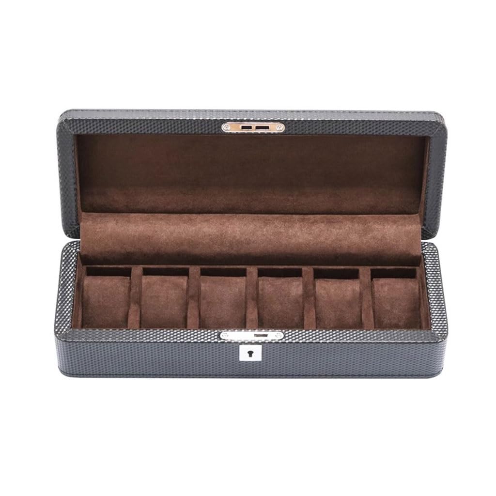 ANVLOJRIH Watch Box Simple Leather Carbon Fiber Watch Box Household Lock Mechanical Storage Watches Box