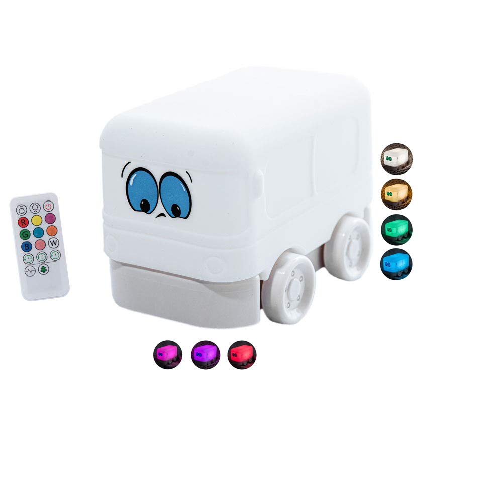 Silicone LED Night Lights for Kids Bedrooms Cute car Train Bus Fire Truck for boy with Remote and Touch Sensor Portable for Warm White Light & Color Changing RGB Lamps Gifts for Baby Boy Girl