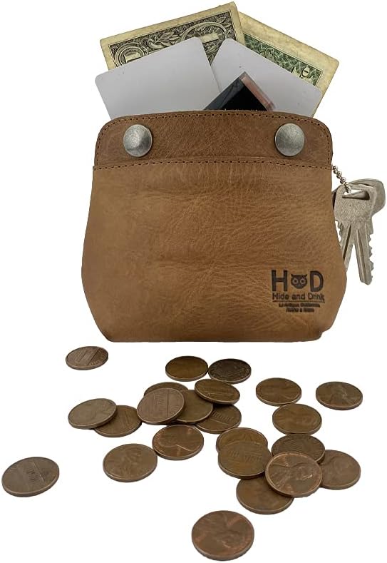 Hide & Drink, Leather Double Snap Pouch, Coin Purse, Cash & Card Holder, Cable Organizer, Makeup, Handmade Includes 101 Year Warranty (Single Malt Mahogany) - Image 2