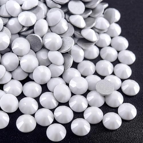 Image of 2880pcs Glass Flatback Rhinestones for Nail Art Crafts, Multi-Size Round Crystal Gems for DIY Decoration 2-4.8mm SS6-20 Solid White