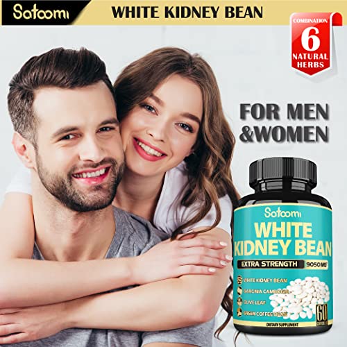 𝟲𝗶𝗻𝟭 White Kidney Bean Extract Pills- Equivalent To 𝟵𝟬𝟱𝟬𝗺𝗴 Of 6 Herbs - Support Body Building, Starch, And Form Management For Women & Men - 2 Packs 60 Caps For 4 Months #TOP5