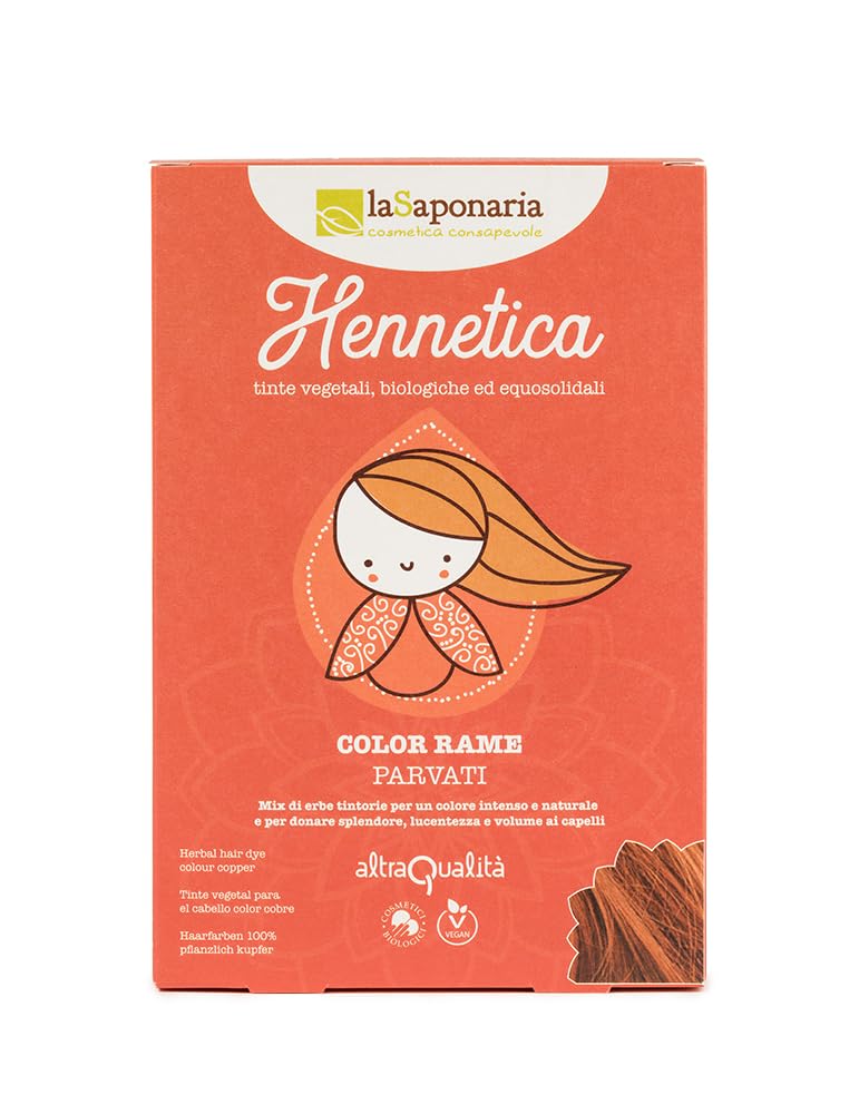 La Saponaria | Copper Red Henna Vegetable Dye, Natural Colouring, Ecological and Durable, Chemical Free, Cares and Nourishes Hair, Covers Gray Hair, 100g (Copper, 100g)