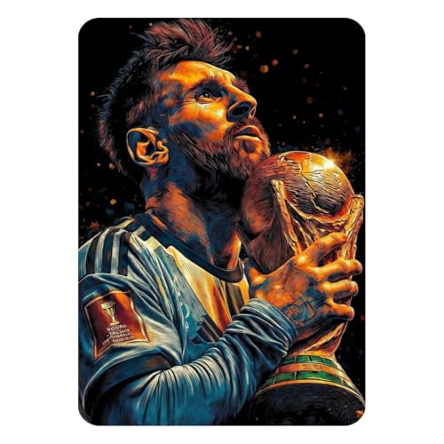 Image of Zesta Bathroom Decor Items Washroom Decor Tin Sign | Aesthetic Posters Wall Poster for Bedroom | Magnetic Cafe Decoration Items /Restaurant Decorations Items | Quirky Home Decor Bar Accent (Messi (3))