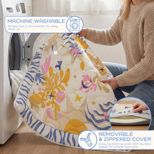Image of 1.6 inch Thick Baby Play Mat, 71x59 Removable & Machine Washable Cover | Padded Memory Foam, Non-Slip Backing, 100% Baby-Safe Materials, Tummy Time Crawling, Outdoor, Bedroom, Living Room, Nursery