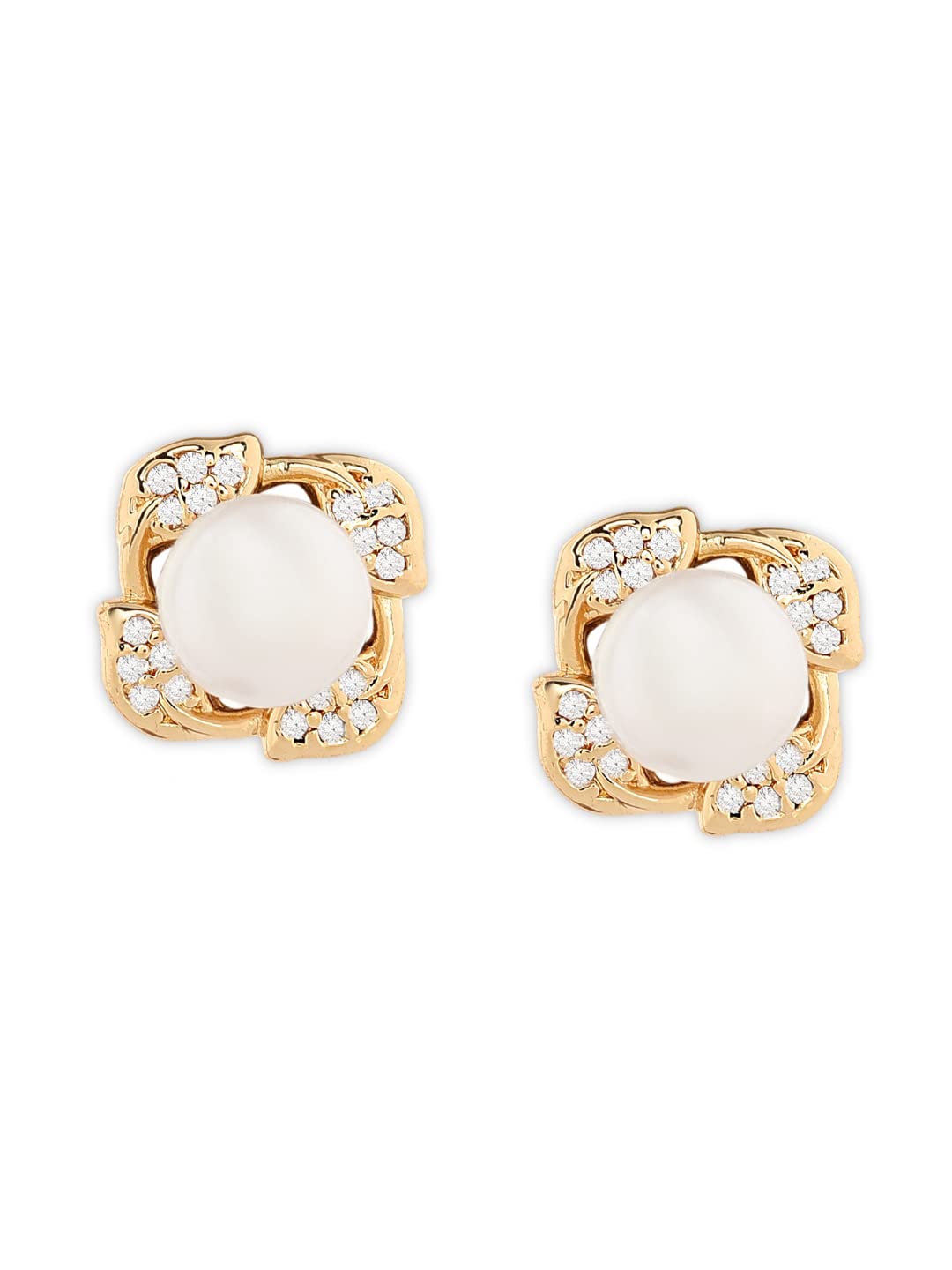 Zaveri Pearls White Freshwater Pearl & Cubic Zirconia Brass Studs Earring For Women-ZPFK11408 (B09K5N1SJK) Amazon Price History, Amazon Price Tracker