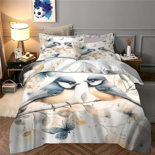 Parure de lit oiseau plumage orange housse de couette double microfibre - 6