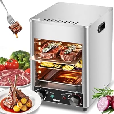 NEWTRY 1700W Electric Steak Broiler Indoor Steak Grill Automatic Steak Smoker Broiler Gas-Free Time Temperature Adjustable for Beef Chicken Vegetables 110V US