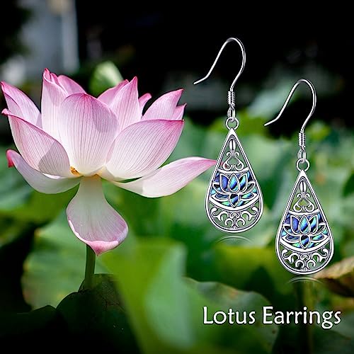 CRMAD Hummingbird/Bee/Leaves/Sunflower/Daisy/Dragonfly/Rose/Lotus Flower Sterling Silver Filigree Teardrop Earrings Abalone Shell Jewelry for Women4