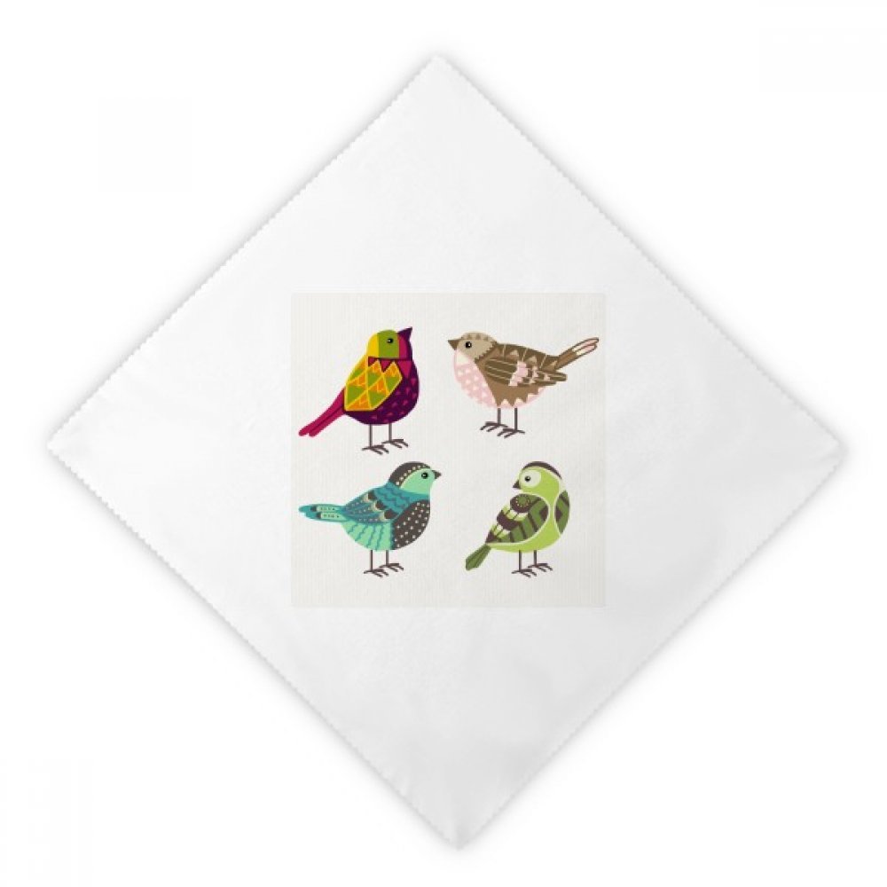 Servilletas de tela para cena blancas con ilustración de pájaro coloridas 2pcs