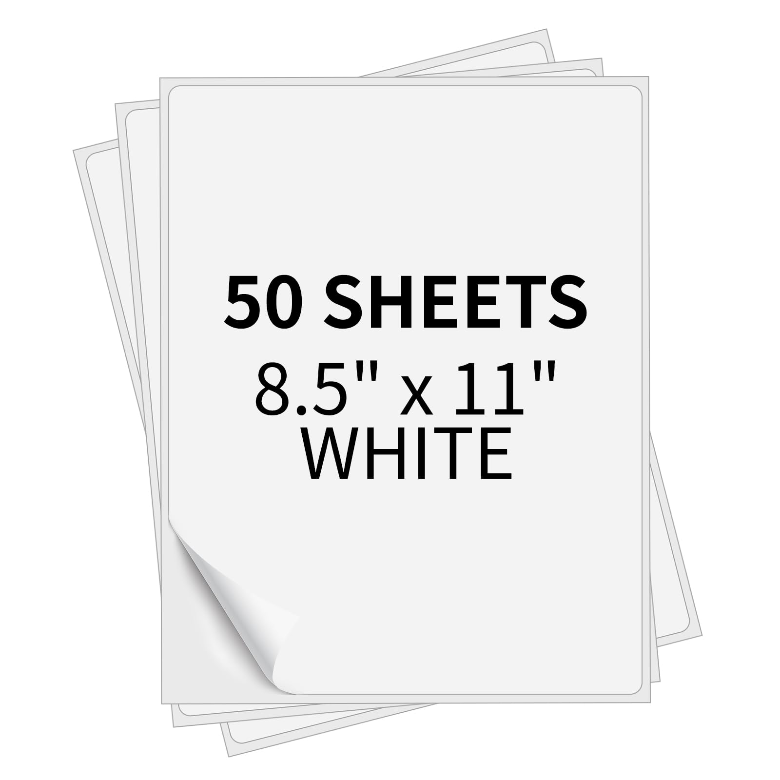 Full Sheet Labels 8.5” x 11” Sticker Paper Matte White, Large Shipping Label Paper for Inkjet Laser Printer, 50 Counts