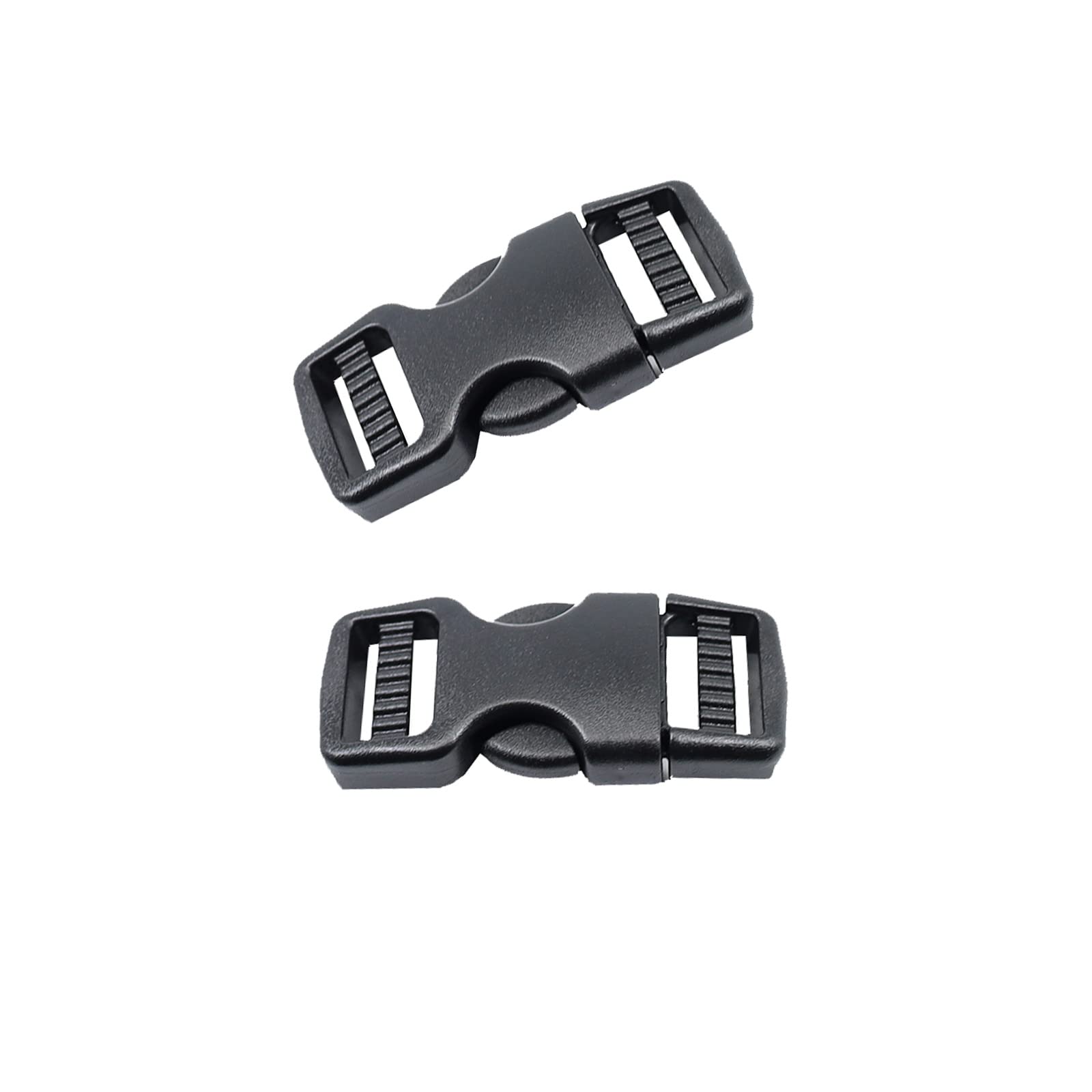 Fibbie a scatto in plastica nera 25 mm. - 2 pezzi