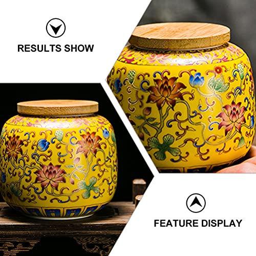 Cabilock Pote de cerâmica para chá de 400 ml, recipiente hermético de armazenamento de alimentos com