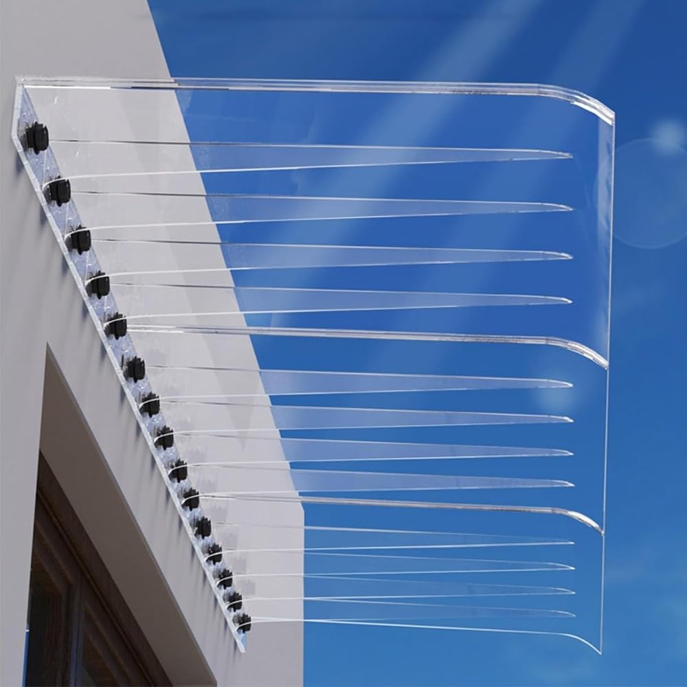 Auvent De Fenêtre Invisible, Marquise Solaire Abri Transparent | 40x50cm Marquise De Porte D'Entrée, Toit Abri De Protection Contre La Pluie Et UV, Polycarbonat(Clear,40x140cm/16"x55")