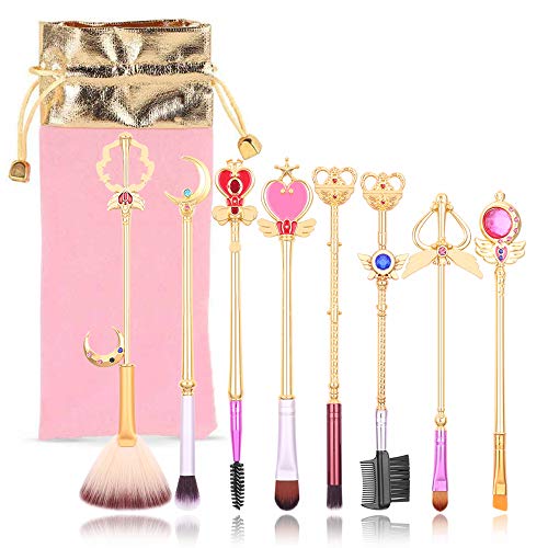8 Pcs Kawaii Sailor Moon Makeup Brush Set with Cute Pink Pouch, Cardcaptor Sakura Cosmetic Makeup Tool Sets & Kits for Daily Use and Valentine's Day/Thanksgiving/Birthday Gift 8 Pcs Kawaii Sailor Moon Makeup Brush Set with Cute Pink Pouch, Cardcaptor Sakura Cosmetic Makeup Tool Sets & Kits for Daily Use and Valentine's Day/Thanksgiving/Birthday Gift