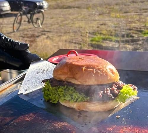 DREIBERG® Grillspachtel aus Edelstahl - Grill Spachtel für Smash Burger und zum Grillen auf Teppanyaki, Feuerplatte oder Gasgrill