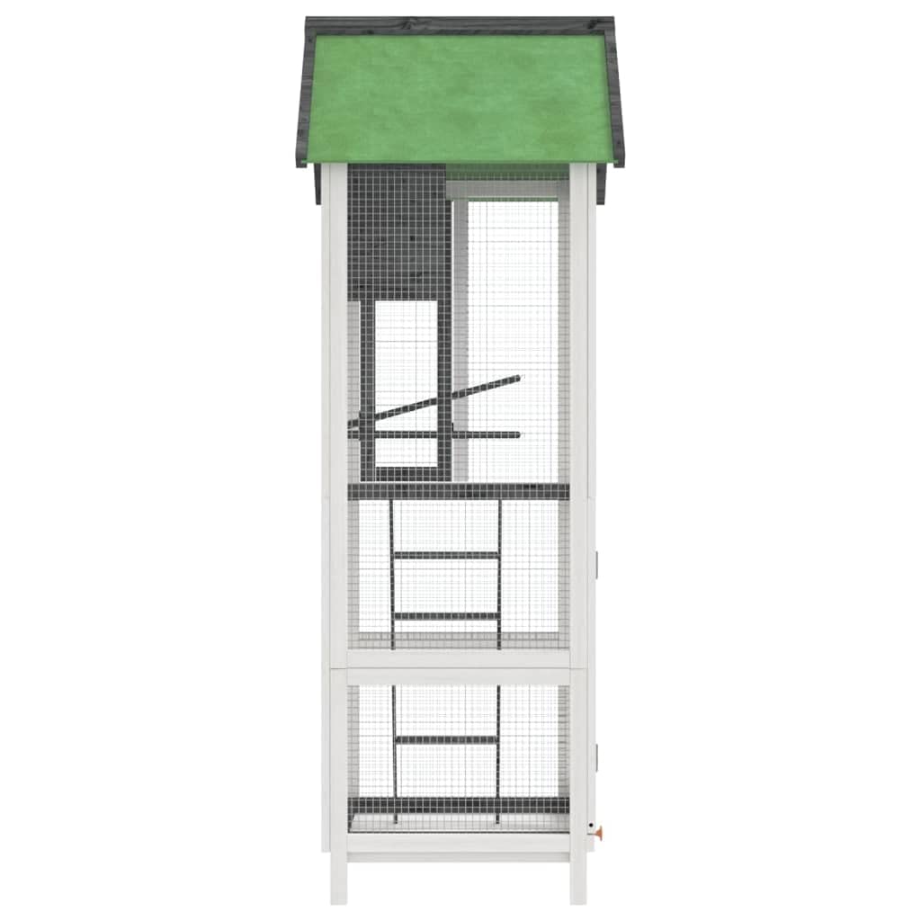 GuyAna Casita para pájaros Madera Maciza Pino Gris 60x58,5x160 cm Pajareras Exterior En Jardin