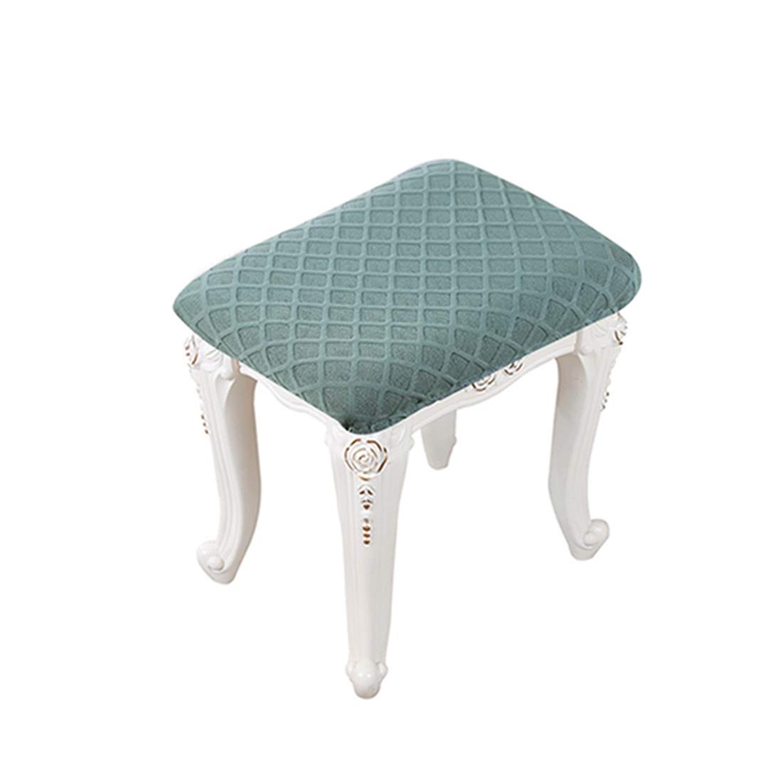 Freahap Makeup Stool Cover Dressing Chair Seat Pad Piano Bench Cushion for Rectangle Stool Dark Green 1pc