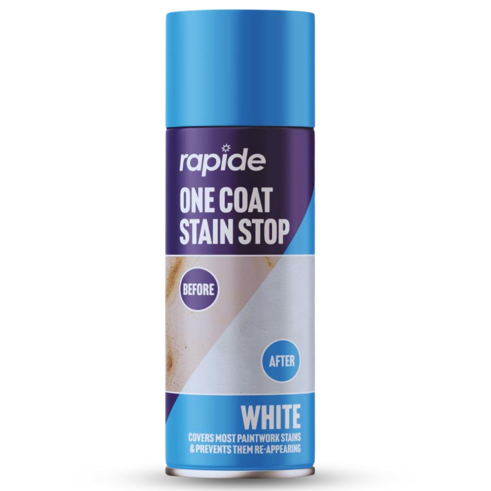 Caprican White One Coat Stain Stop Spray 400Ml | High-Opacity Permanent Stain Blocker | Covers Grease Pen Rust Soot & Water Stains | Quick Drying Semi-Gloss Primer | Walls & Ceilings Sealant - 2692