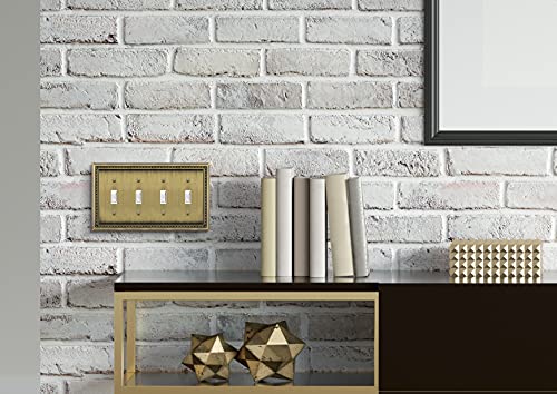 Image of Henne Bery Sunken Pearls Heavy Duty Decorative Wall Plate Switch Plate Outlet Cover (Quad Toggle, Antique Brass)