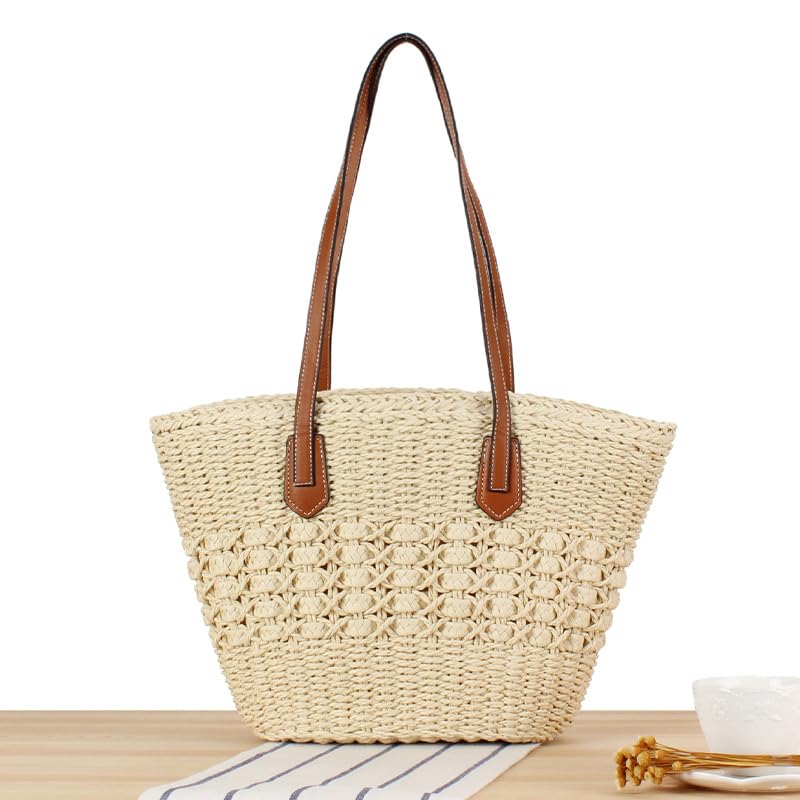 Straw Tote Bag for Women Summer Straw Shoulder Bag Beach Tote Bag Handwoven Straw Bag Purse Top Handle Beach Bags