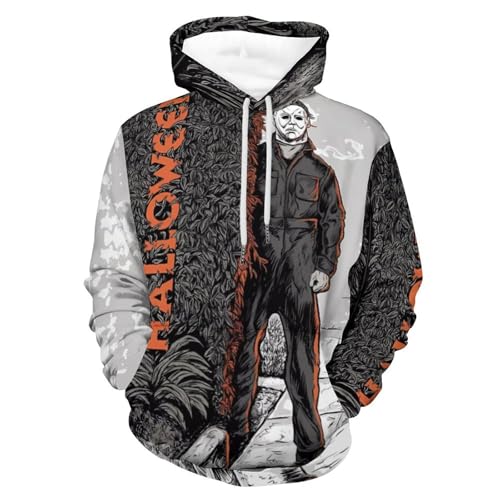 ZHANGXM Athletic All-Print Pullover Halloween Michael Myers 3D Printing Hoodie Sweatshirts Adult Men Casual Streetwear