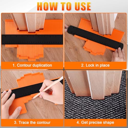 10 Inch Contour Gauge, Profile Gauge Shape Duplicator with Lock, Contour Gauge Profile Tool, Contour Duplicator Measuring Tool for Precise Duplication Woodworking Tools