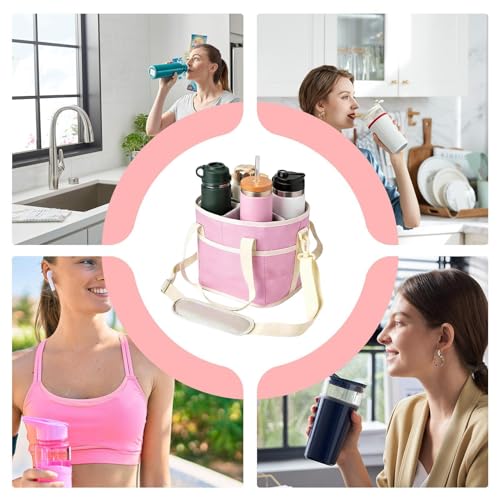 Bolsa térmica porta bebidas reutilizable y organizador de vasos portátil 5