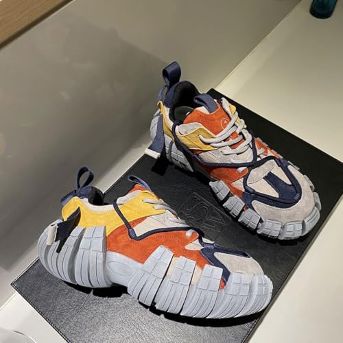 Color-Blocked Comfy Trendy Platform Shoes for Outdoor Walking Jogging Camping, All Seasons Men's Lace Up Sneakers2
