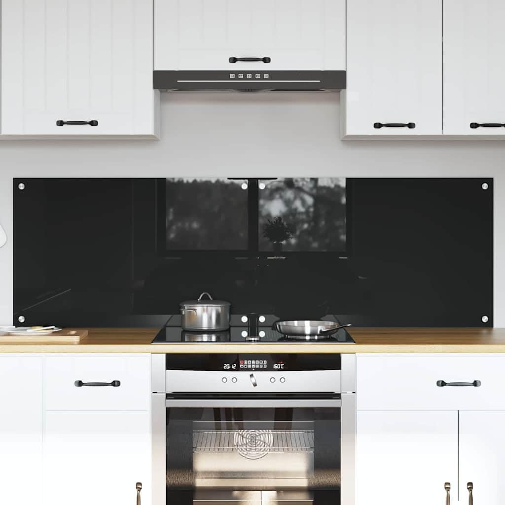 Generisch Küchenrückwand 2 pcs Schwarz 80 x 50 cm Gehärtetes Glas,Heim Garten,Küche Esszimmer,Küchenhelfer -utensilien-3415546