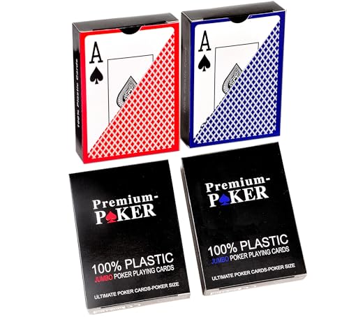 WiMi 24 X Premium Casino Poker Karten Pokerkarten 100 Prozent Plastik - Grosser Index 2 Eckzeichen - Duo Box Edition – Bild 4