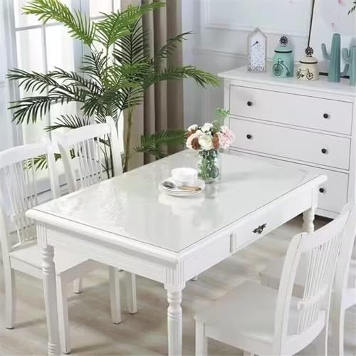 Image of Royhom Clear Table Protector 39 x 63 Inch - 2mm Thick Plastic Table Cover, Clear Table Cover Protector Rectangle, Waterproof PVC Desk Mat for Coffee Table, Writing Desk, Dining Room, Dresser