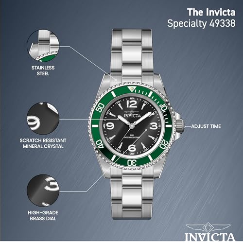 Image of Invicta Specialty Men 40mm Stainless Steel Steel Black dial PC21J Quartz