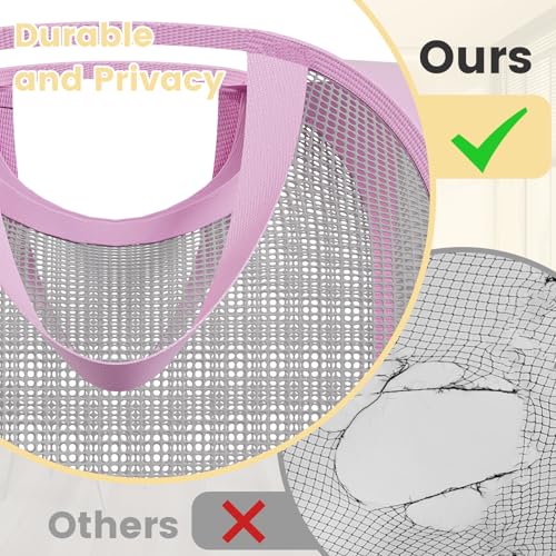 Image of HOUSE AGAIN 2Pack Strong Mesh Pop Up Laundry Hamper, 70L Collapsible Laundry Basket with Steel Frame, Double‑Stitched Handles & Side Pocket, Foldable Dirty Clothes Hamper for Dorm, Bedroom, Light Pink