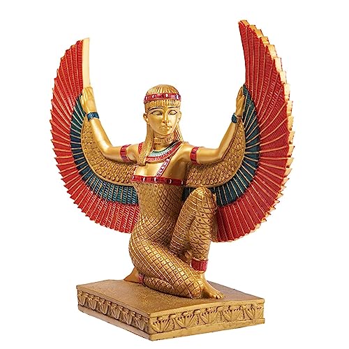 lachineuse - Statuette Isis Ailée 21 cm - Statue Déesse Isis Rouge & Doré - Statuette Décoration Intérieure Égypte Antique - Objet Déco Égyptienne - Idée Cadeau...