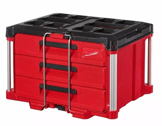 48-22-8443 For Milwaukee 48-22-8443 PACKOUT 3-Drawer Tool Box with Quick-Adjust Dividers, 50lbs