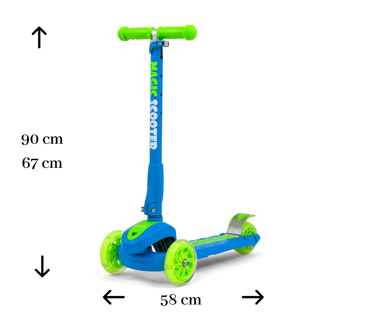 Hulajnoga trójkołowa balansowa składana koło LED Scooter Magic Blue-Green Milly Mally